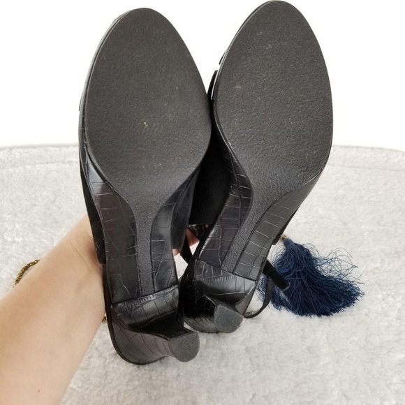 LIZ CLAIBORNE FLEX《294》leather pump black slingback suede women's sz 10 - Picture 3 of 11